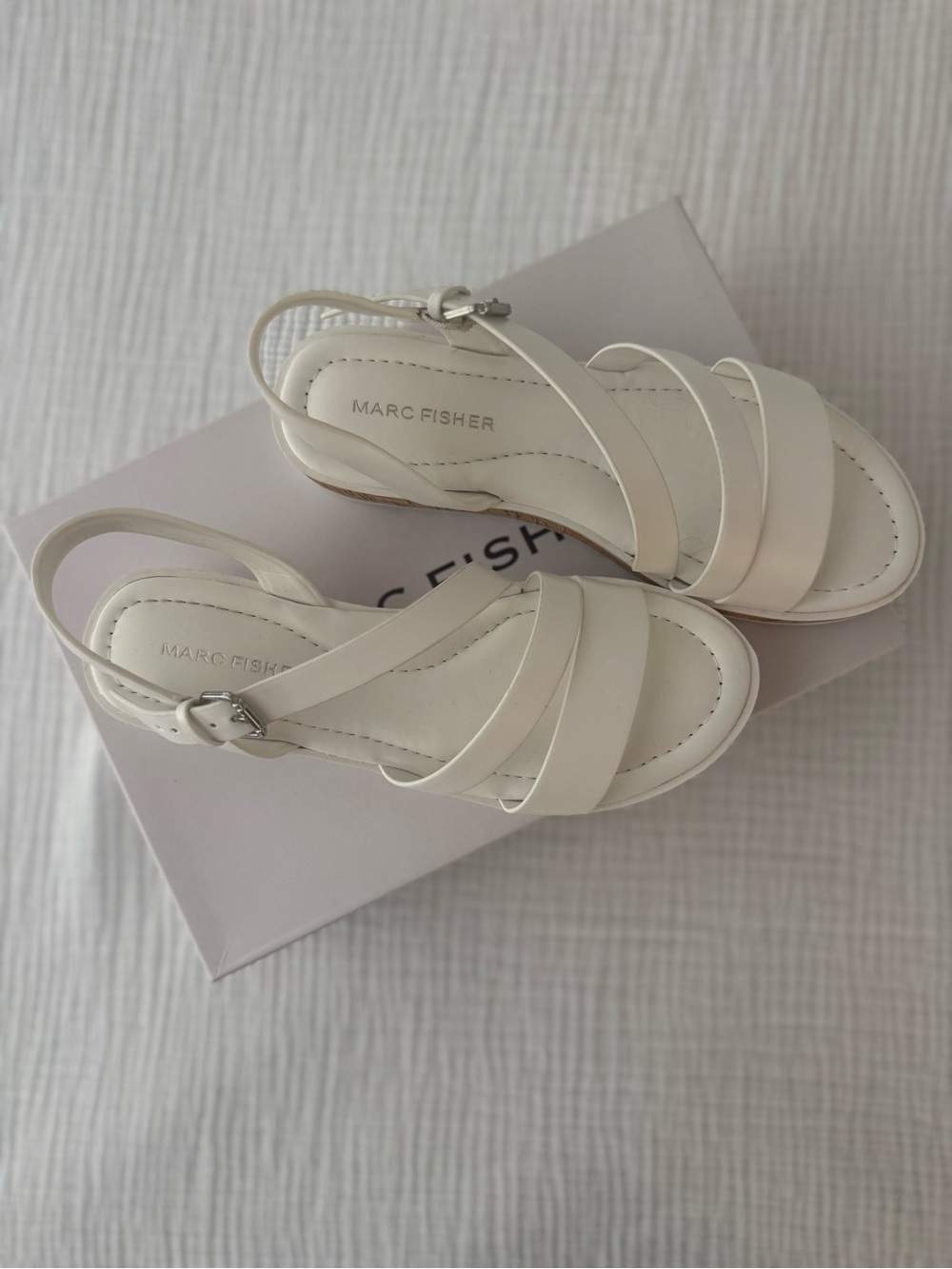 Marc Fisher Cream Strappy Slingback Sandals